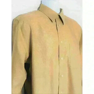 Pronto Uomo dress shirt 15 34/35 long sleeve 80's 2-ply cotton Non-Iron gold